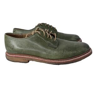 Frye James Oxford Dress Shoes Mens 8 Olive Money Green Leather Lace‎ Up 84608